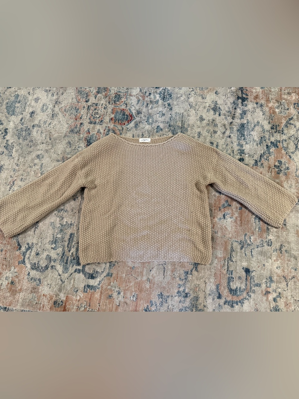 Carly Jean Los Angeles Neutral Beige Crewneck Sweater